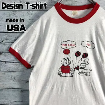 [ USA 제조 ] 90s 가필드 링거 T셔츠 캐릭터 남성용 XL