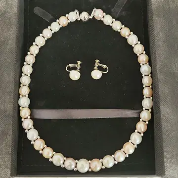 미사용 Tar Tar 진주 목걸이 귀찌 세트