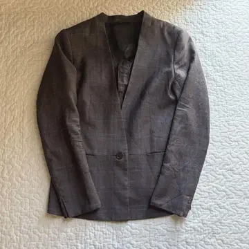 수트 컴퍼니 REDA 노카라 자켓 브라운 체크 38 M