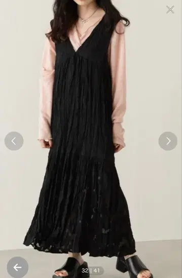 Kastane 시어 자카드 레이스 민소매 원피스