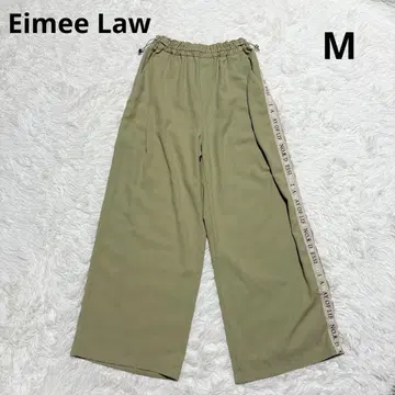 에이미 로우 로고 테이프 드로스트 릴랙스 팬츠 M 카키 와이드 팬츠 밴딩