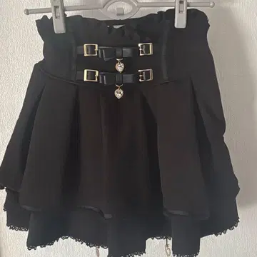 LIZLISA 2단 리본 벨트 치마바지 블랙