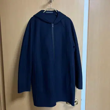띠어리 더블 페이스 캐시미어 혼방 울 후디 코트 네이비 S