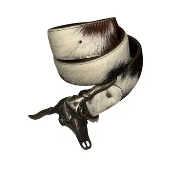 빈티지 언본 송아지 가죽 디자인 벨트