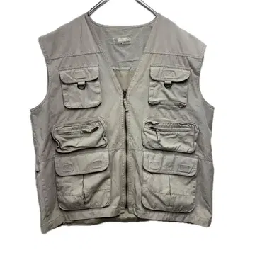 90s 낚시용 조끼 멀티 포켓 베이지 남성용 L
