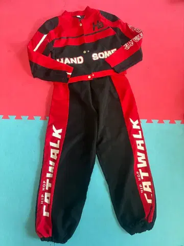 힙합 셋업 빨검 댄스 팬츠 상하의 세트 170 남녀 공용