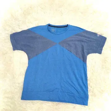 ASICS 아식스 스포츠 웨어 T셔츠 절개 디자인 파랑 XL