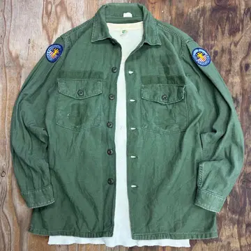 60s US ARMY OG107 유틸리티 셔츠 코튼 새틴