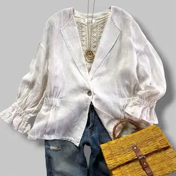 [ 새상품급 ] PINORE 피노레 린넨 자켓 가디건 화이트