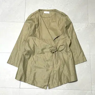 kagure 린넨 혼방 셔츠 블라우스 랩 겉옷 리본