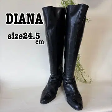 DIANA 다이애나 롱 부츠 천연 가죽 사이드 지퍼 블랙 24.5cm