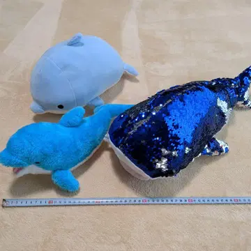 돌고래와 반짝이는 징베에 상어 봉제 인형 세트