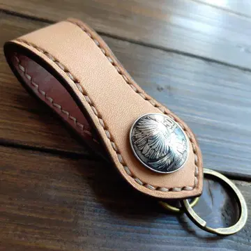 도치기 오일 가죽 가죽 벨트 루프 키링 [핸드메이드 제품]