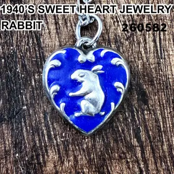 스위트하트 주얼리 토끼 에나멜 실버 빈티지 목걸이