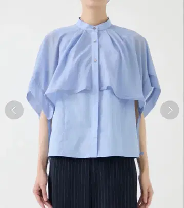 CITY TOKYO 시어 케이프 셔츠 라이트 블루 일본제