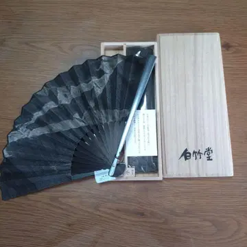 하쿠치쿠도 데님 블랙 부채 나무 상자 포함