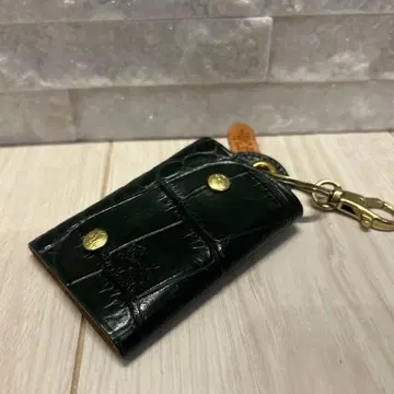 [ IL BISONTE ] 일비종떼 키케이스 악어 엠보싱 그린