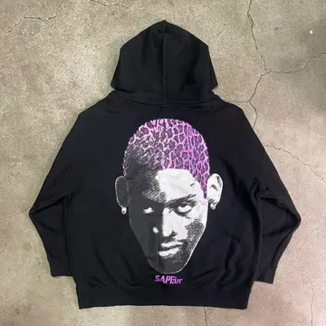 SAPEur PURPLE LEOPARD HEAD HOODIE L