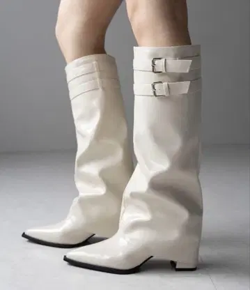 밈 셀렉 롱 부츠 아이보리 화이트 24.5cm