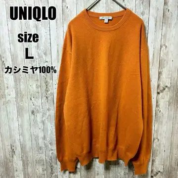 [ 유니클로 ] 극상 캐시미어 100 크루넥 니트 오렌지 L 청순 고급