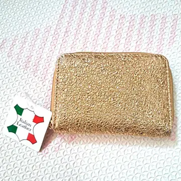 골드 이탈리아 가죽 코인 케이스 금 브론즈 천연 가죽 지갑 카드 홀더