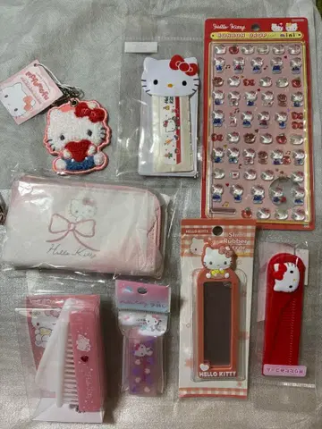 키티 빗 모자 꽁지 드롭 씰 거울 키링 소품함 세트