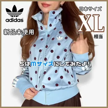 새상품 adidas 새틴 도트 트랙 자켓 스카이블루 일본 XL 상당