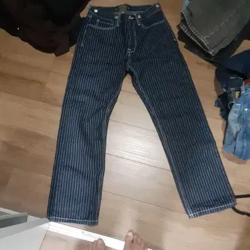 스트라이프 데님 팬츠 워바쉬 히코리 남성용