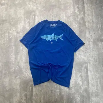 구제 의류 상어 미국 수입 프린트 반팔 티셔츠 XL 사이즈 파란색 물고기