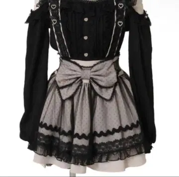 LIZLISA 메이드라이크 서스펜더 부착 스커트