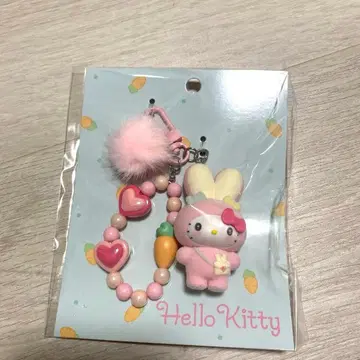 산리오 키링 폭신한 귀의 토끼 모임 키티