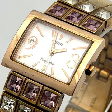 작동 오리엔트 손목시계 레이디 로즈 여성용 쿼츠 큐빅