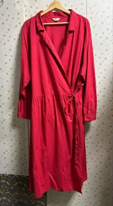 10LC 사이즈 레드 카슈쿨 셔츠 원피스 긴팔