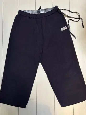 카이세이도 네이비 도트 무늬 포켓 와이드 린넨 팬츠