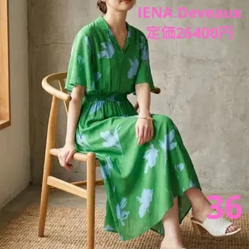 IENA Deveaux 아야세 하루카 착용 빅 플라워 원피스 그린