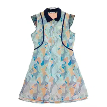 마크앤로나 슬리브리스 원피스 라이트 블루 x 오렌지 카모플라쥬 카모플라주