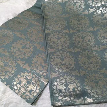 나고야 오비 청록색 골드 컬러 무늬