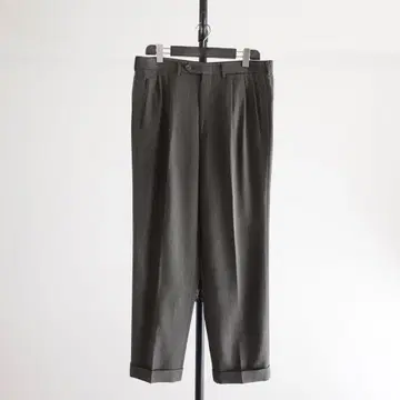 1990s Euro 울 헤링본 2턱 와이드 트라우저 이탈리아제