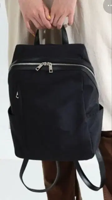 새상품급 Ray BEAMS/나일론 인조 가죽 백팩 블랙