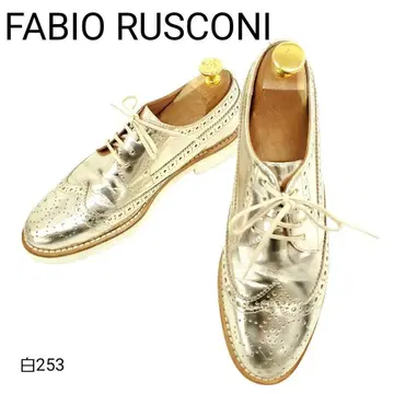파비오 루스꼬니 새상품급 윙팁 골드 천연 가죽 레더 EU37