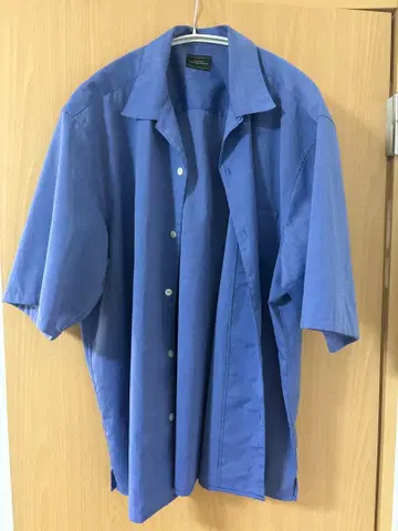 워셔블 트로 오픈 카라 셔츠 XL 로얄 블루 스트레치 봄/여름