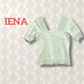 이에나 스퀘어넥 코튼 티셔츠 일본제 퍼프 슬리브 숏 기장