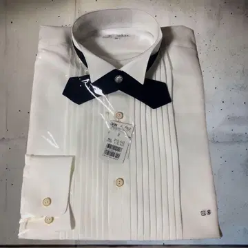 새상품 사교댄스 M 긴팔 셔츠 포멀 플리츠 화이트 나비 넥타이 포함