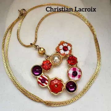 레어 크리스찬 라크로와 하트 모티브 멀티 컬러 펜던트 목걸이