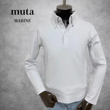 muta marine 긴팔 피케 셔츠 심플 긴팔 티셔츠 화이트 골프웨어