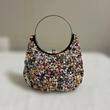 컬러풀 비즈 장식 핸드백 올 패턴 비즈