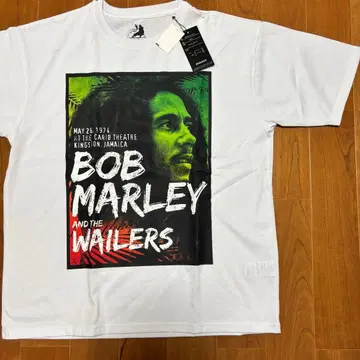새상품 티셔츠 XL 밥 말리 화이트 컬러 라이브 카리브 밴드 레게 반팔