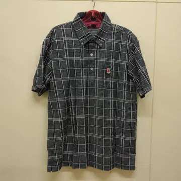 새상품 반팔 피케 셔츠 체크 남성용 골프웨어 다크 네이비 네이비 PGA