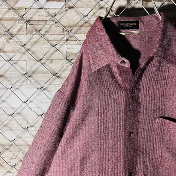 알파카 혼방? 모 100% 트위드풍 두툼한 셔츠 자켓 L 헤링본