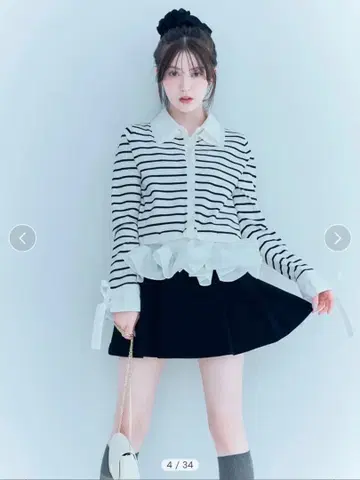 SNIDEL 스나이델 셔츠 도킹 헤임 볼륨 니트 풀오버